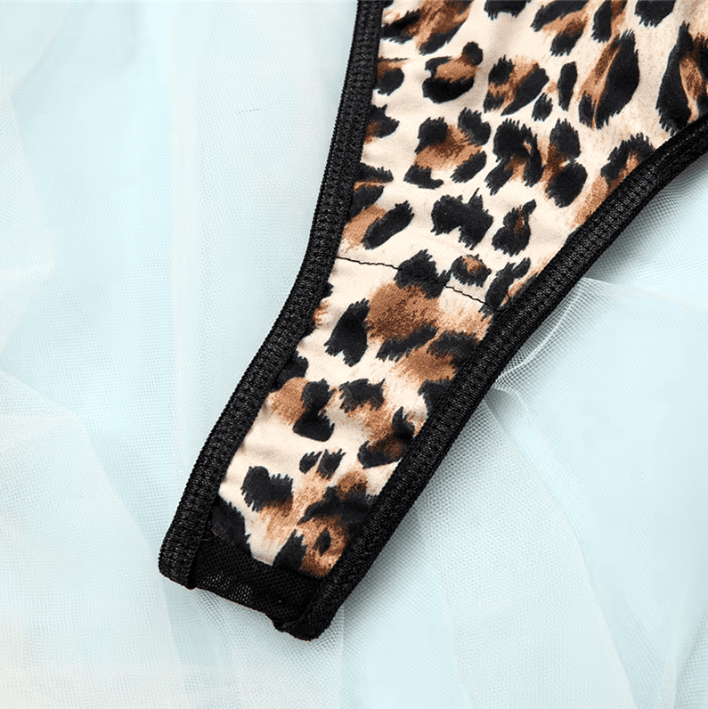 Body de encaje con Portaligas y corset Animal print N°733