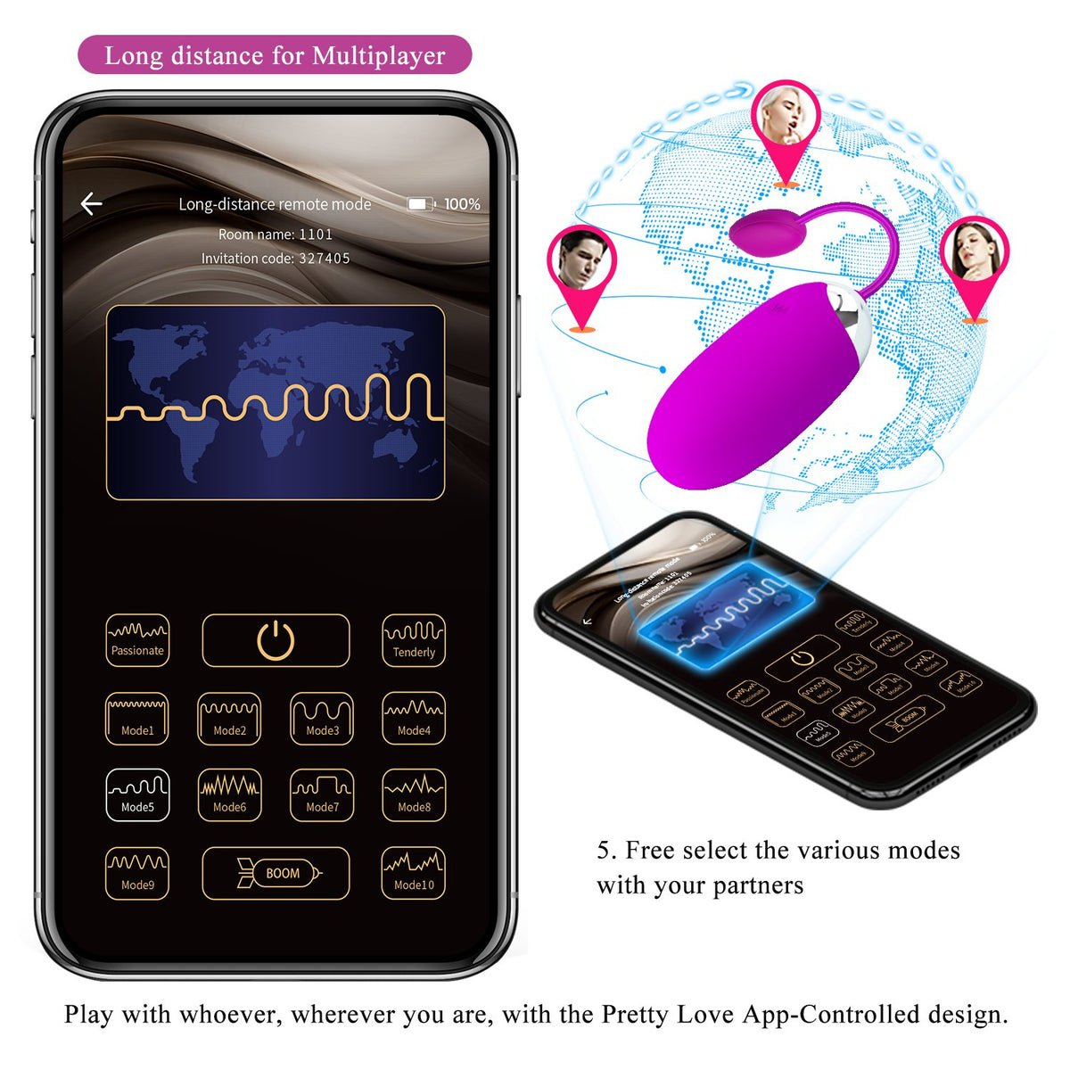Huevo Vibrador con APP PRETTYLOVE BI-014362HP
