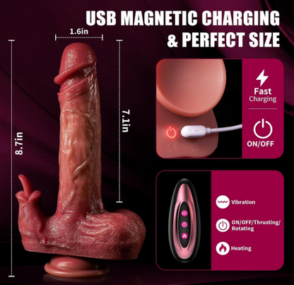 Dildo vibrador y telescópico hiperrealista TORERO