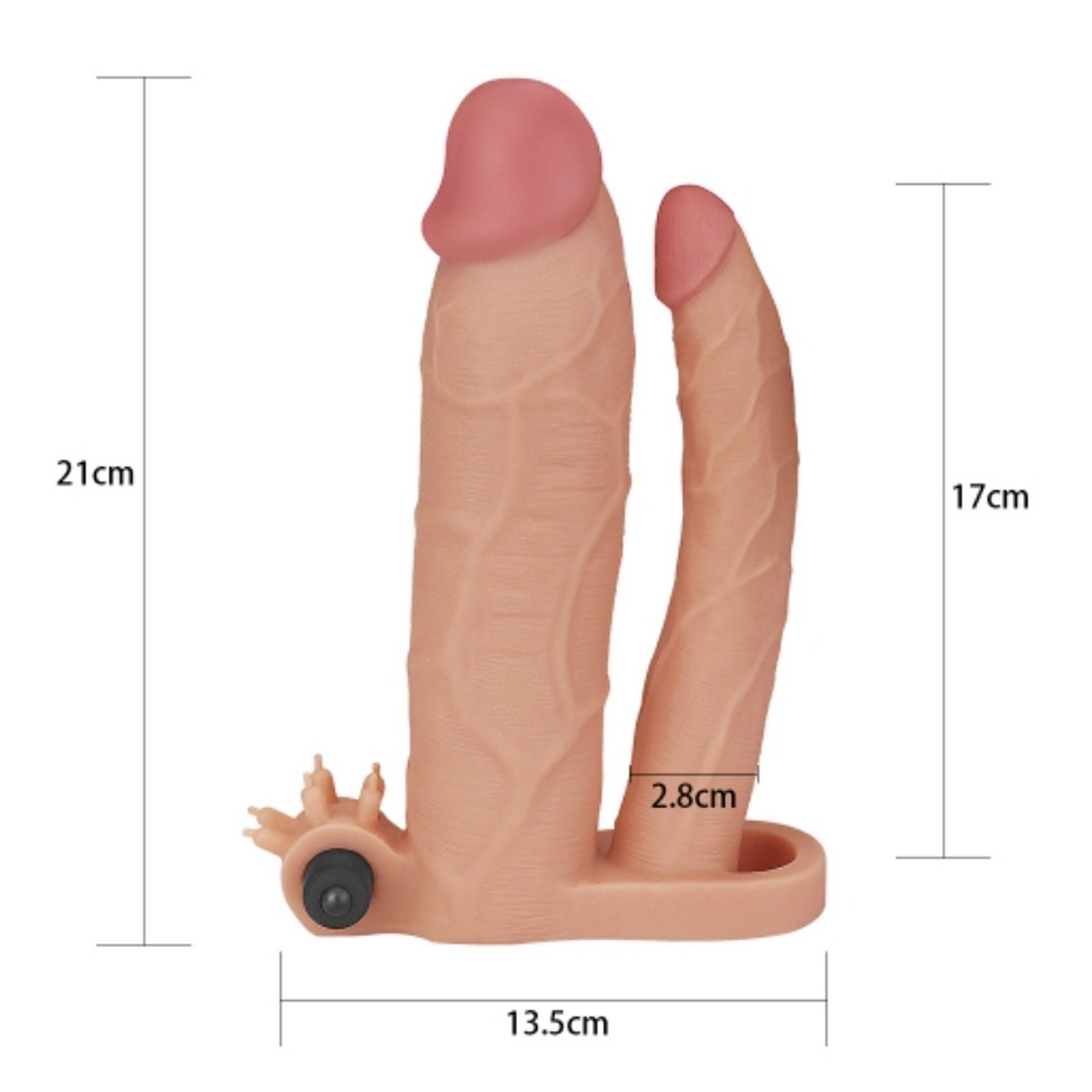 Funda para pene vibratoria doble Pleasure X Tender +5cm LOVETOY LV314102