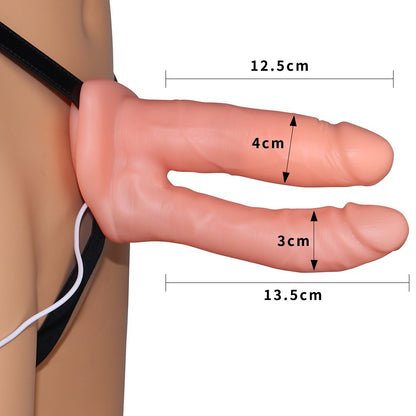Arnés sexual funda doble y vibración Hollow LOVETOY LV3006